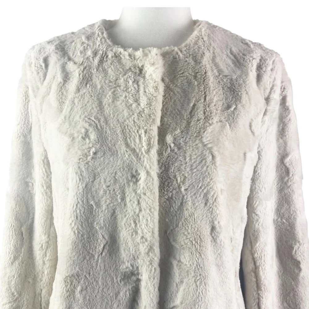 J. Crew Faux Fur Teddy Bear Coat White Size Medium - Picture 3 of 11